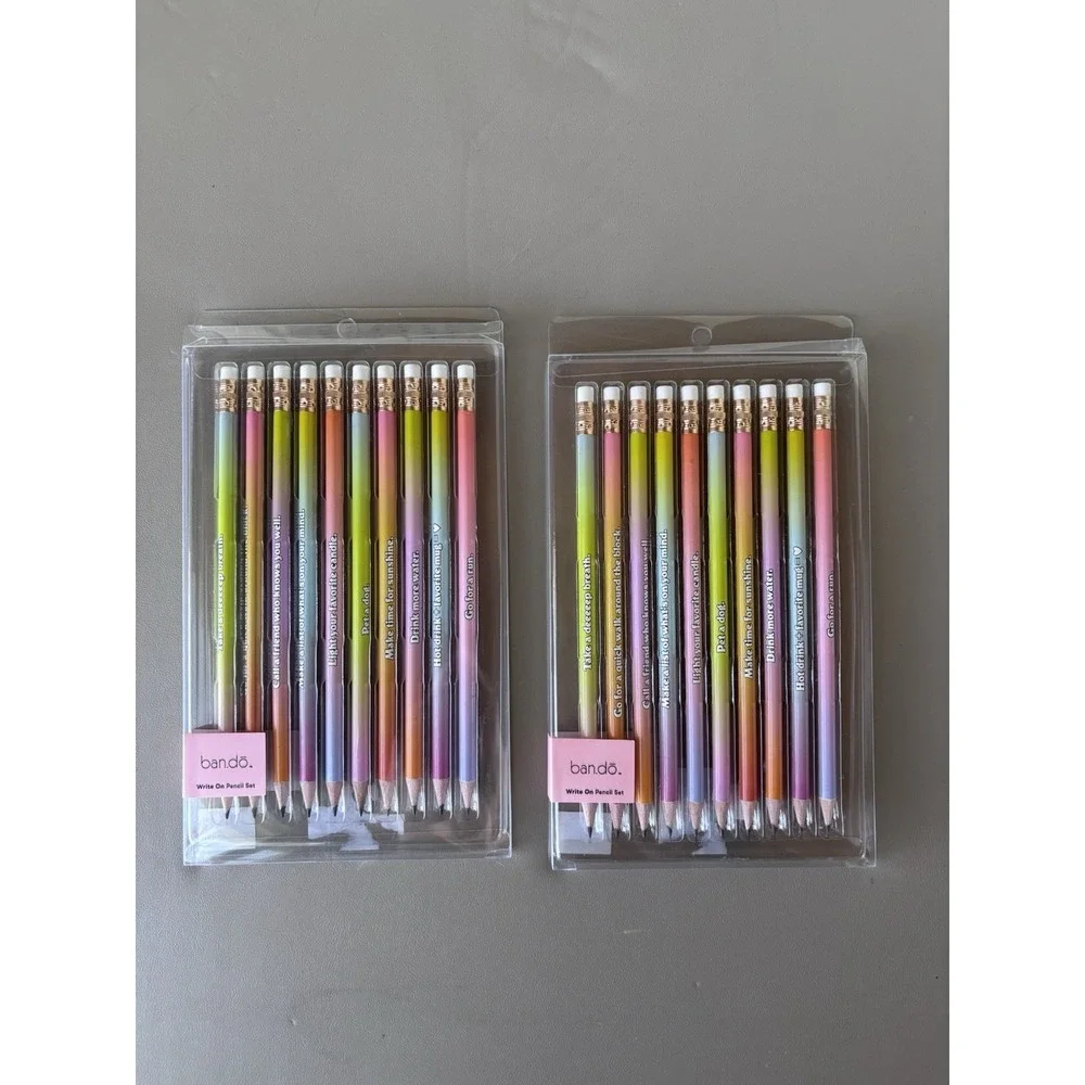 LOT/2 PKGS 20 PC Ban.Do Write On Pencil Set Motivational Self Care Sharpened